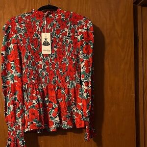 Argebliss Red Floral Women's Blouse